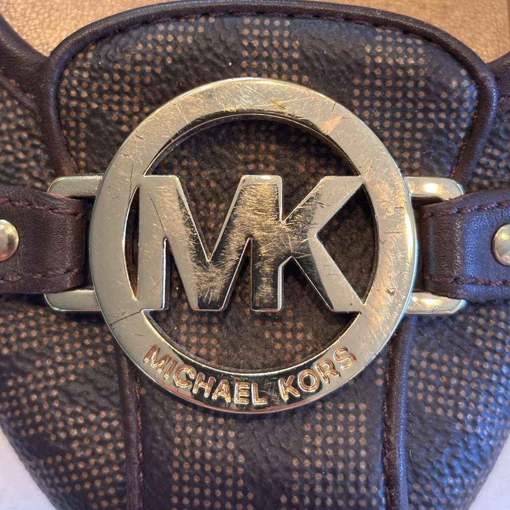 Michael Kors Fulton Brown Leather MK Logo Ballet Flats Shoes Women’s Size US 8